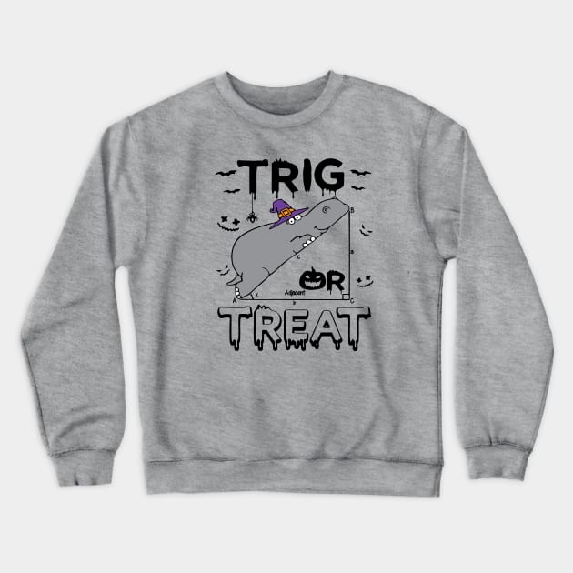 Halloween Trig or Treat Hippo Crewneck Sweatshirt by PixelDot Gra.FX Collection